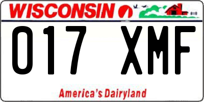 WI license plate 017XMF