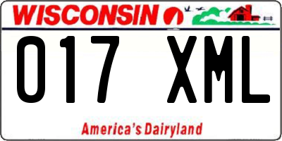 WI license plate 017XML