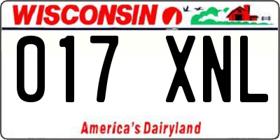 WI license plate 017XNL