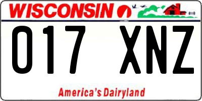 WI license plate 017XNZ
