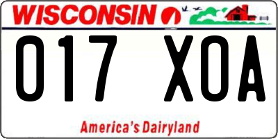 WI license plate 017XOA