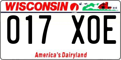 WI license plate 017XOE