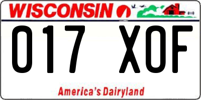 WI license plate 017XOF