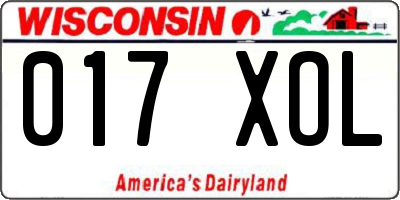 WI license plate 017XOL