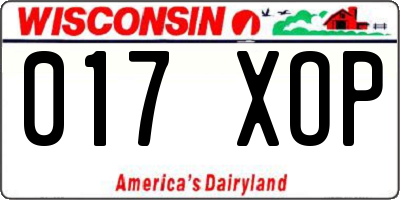 WI license plate 017XOP