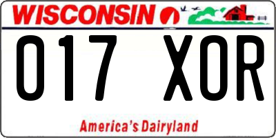 WI license plate 017XOR