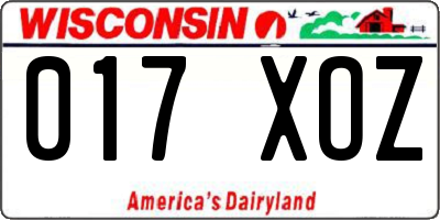 WI license plate 017XOZ