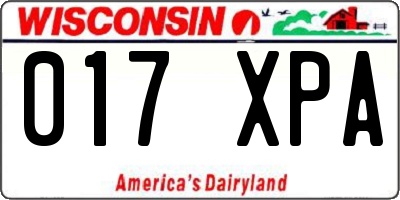 WI license plate 017XPA