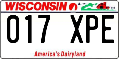 WI license plate 017XPE