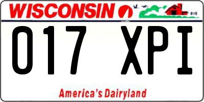 WI license plate 017XPI