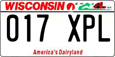 WI license plate 017XPL