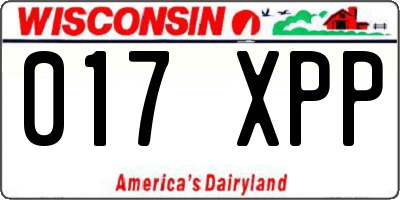 WI license plate 017XPP