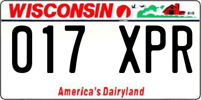 WI license plate 017XPR