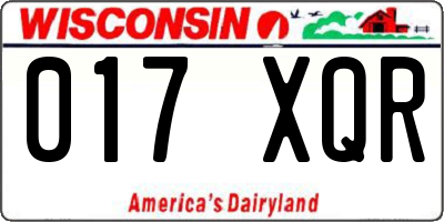 WI license plate 017XQR