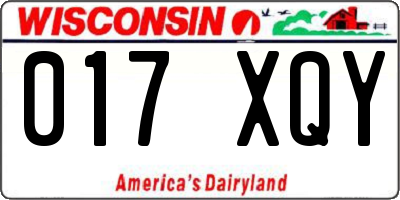 WI license plate 017XQY