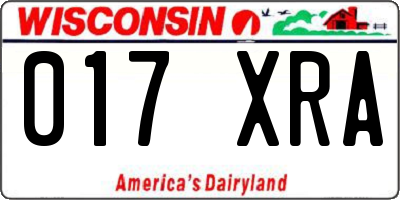 WI license plate 017XRA