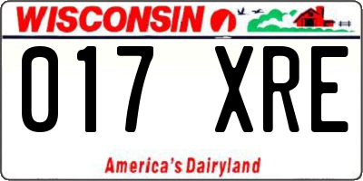 WI license plate 017XRE