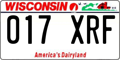 WI license plate 017XRF