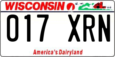WI license plate 017XRN