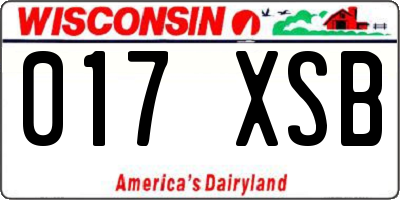WI license plate 017XSB