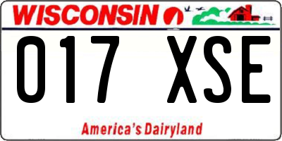WI license plate 017XSE