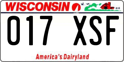 WI license plate 017XSF
