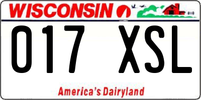 WI license plate 017XSL