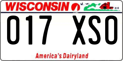 WI license plate 017XSO