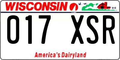 WI license plate 017XSR