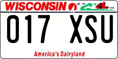 WI license plate 017XSU