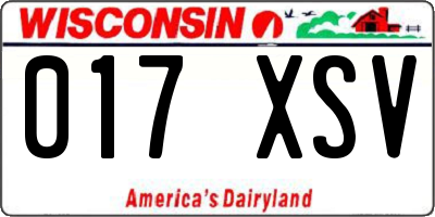 WI license plate 017XSV