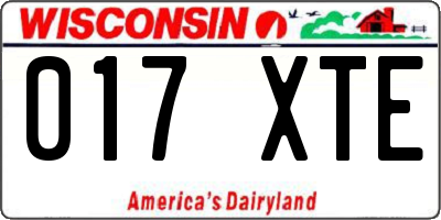 WI license plate 017XTE