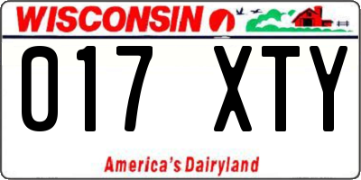 WI license plate 017XTY