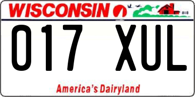 WI license plate 017XUL