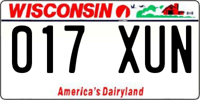 WI license plate 017XUN
