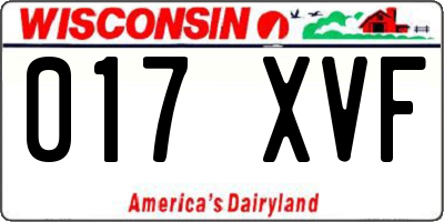 WI license plate 017XVF