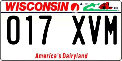 WI license plate 017XVM