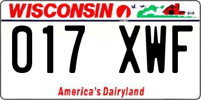 WI license plate 017XWF