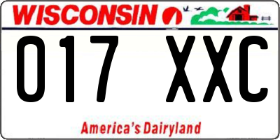 WI license plate 017XXC