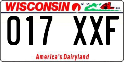 WI license plate 017XXF