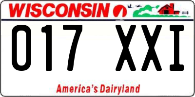 WI license plate 017XXI