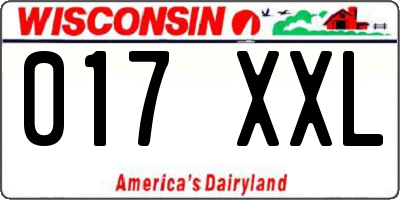 WI license plate 017XXL