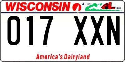 WI license plate 017XXN