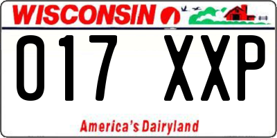 WI license plate 017XXP