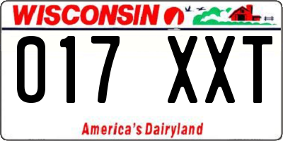 WI license plate 017XXT