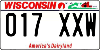 WI license plate 017XXW