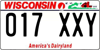 WI license plate 017XXY