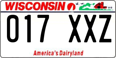 WI license plate 017XXZ