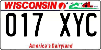 WI license plate 017XYC