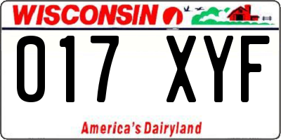 WI license plate 017XYF